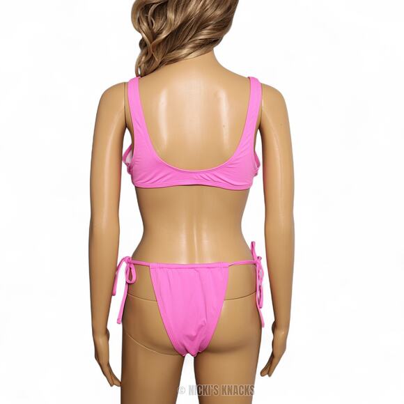 Fashion Nova Pink Adjustable Triangle Bikini Set Two Piece Swimsuit Size S - Picture 4 of 8